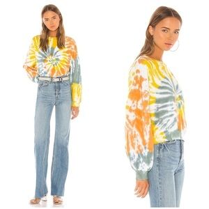 AGOLDE Richie Cropped Tie Dye Swirl Ballon Sleeve Sweatshirt Size M